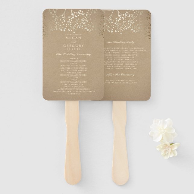 Éventail Effet d'huile d'or | Programme de mariage respirat (Devant et derrière)