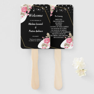 Éventail Élégance moderne programme de mariage à fleurs ros