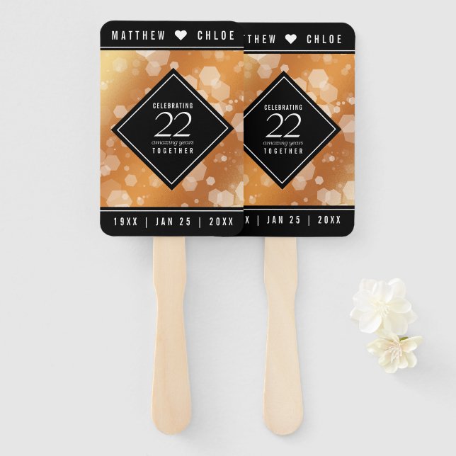 Éventail Élégant 22e anniversaire de Mariage de cuivre (Devant et derrière)