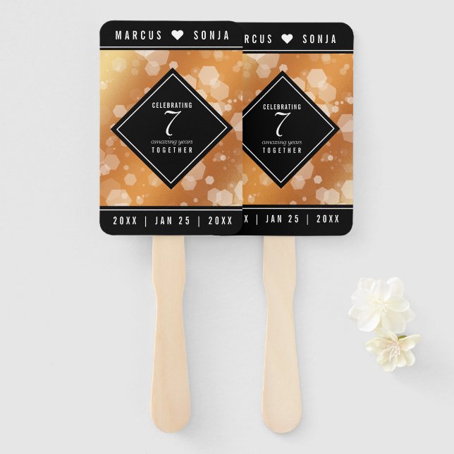 Éventail Élégant 7ème anniversaire de Mariage de cuivre (Devant et derrière)