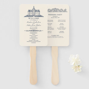 Éventail Élégant Ancien Château Manor Programme de mariage