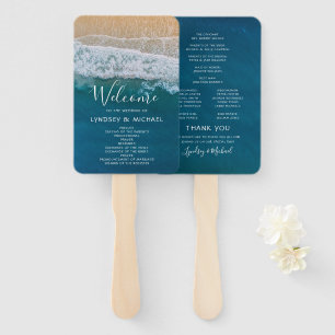 Éventail Elégant Beach Blue Ocean Wedding Programme