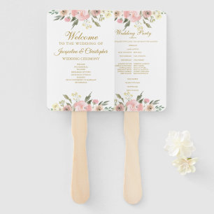 Éventail Élégant Blush Pink Gold Floral Programme de mariag
