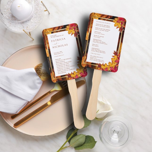 Éventail Elégant cadre Or & Rustique programme de mariage d (Créateur téléchargé)