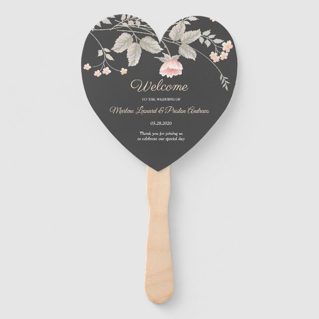 Éventail Elégant chic aquarelle Floral Wedding Programme (Devant)