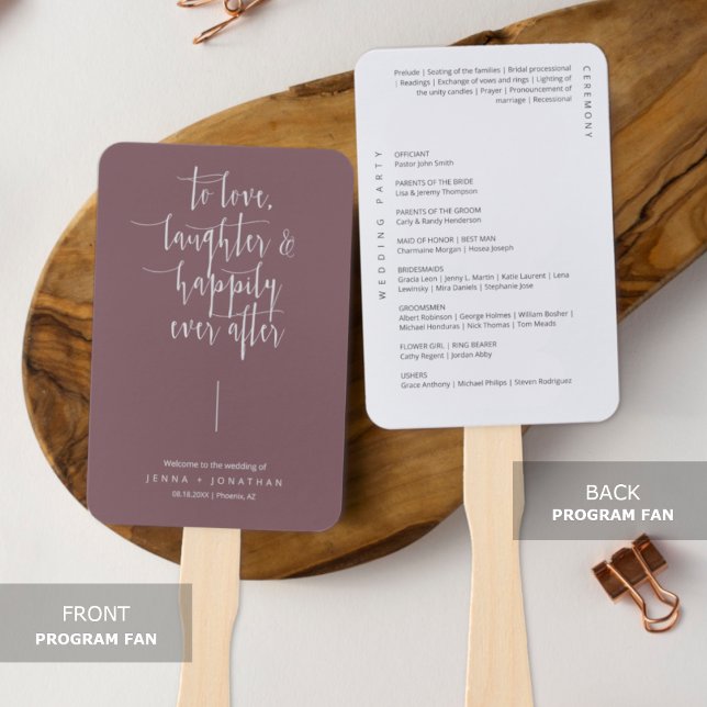 Éventail Élégant Dusty Purple Programme de mariage minimali (Créateur téléchargé)