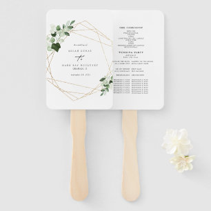 Éventail Élégant Foliage & Programme de Mariage Or Ventilat