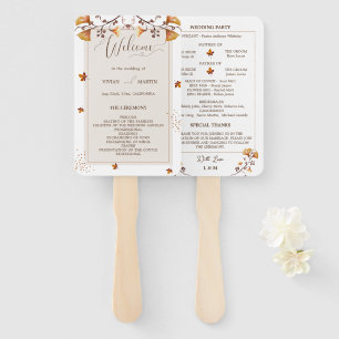 Éventail Elégant Golden Autumn Leaf Wedding Programme