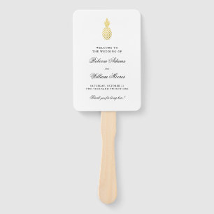 Éventail Élégant Mariage d'ananas en or