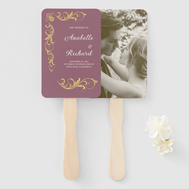 Éventail Élégant Mariage victorien (Devant et derrière)