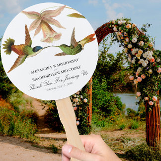 Éventail Élégant Mariage Vintage d'aquarelle de colibri