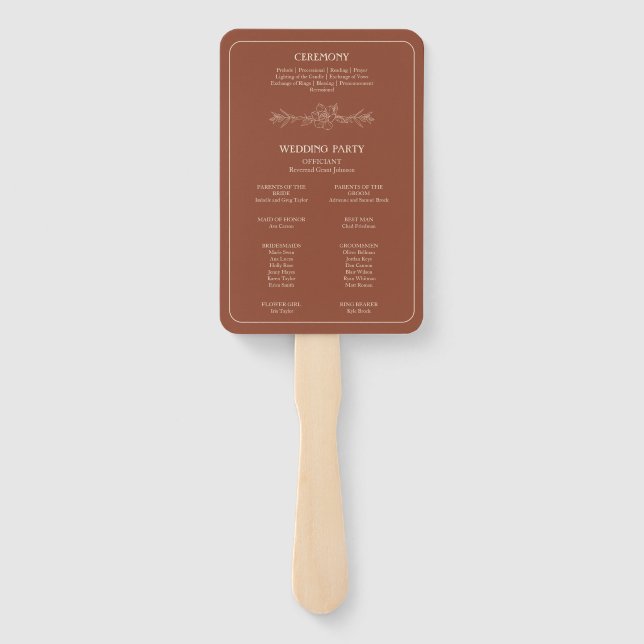 Éventail Élégant Mariage Whimsical Terracotta Ensemble de v (Dos)