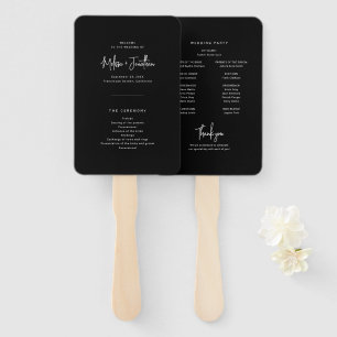 Éventail Élégant minimaliste Script Black Wedding Programme