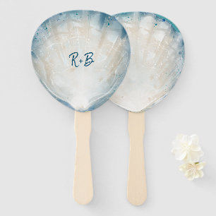 Éventail Elégant Monogram Watercolor Seashell Rustic Beach
