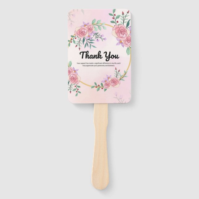 Éventail ​Elegant Pink Floral "Thank You" Wedding Paddle Fa (Devant)