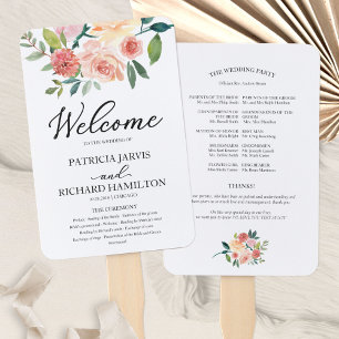 Éventail Élégant programme de mariage à l'aquarelle florale