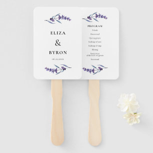 Éventail Élégant programme de mariage de lavande florale
