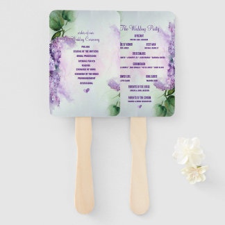 Éventail Élégant programme de mariage des fleurs Lilac