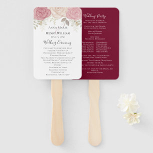 Éventail Élégant programme de mariage des Roses floraux de