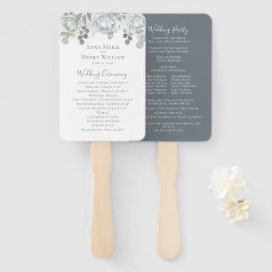 Éventail Élégant programme de mariage Dusty Blue Floral