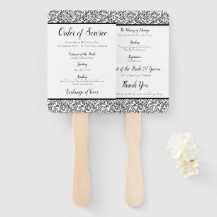 Éventail Élégant programme de mariage floral noir et blanc