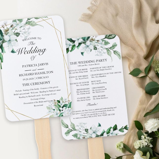 Éventail Élégant programme de mariage géométrique floral ve (Créateur téléchargé)