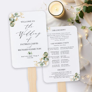 Éventail Élégant programme de mariage Gold Greenery
