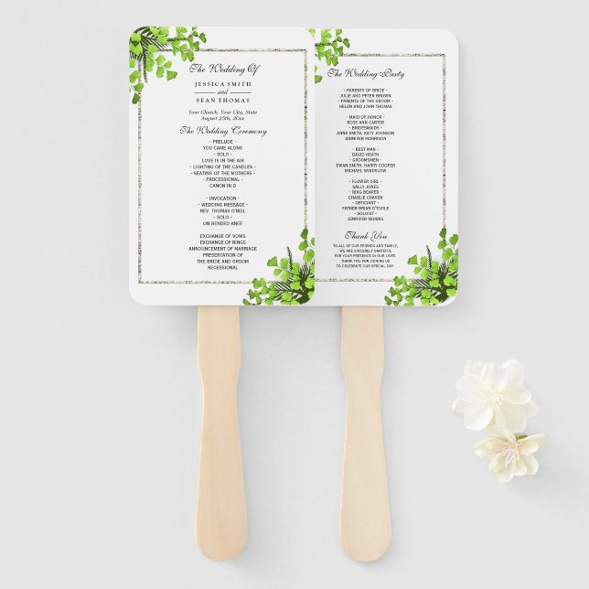 Éventail Élégant Programme de mariage pour la décoration de (Devant et derrière)