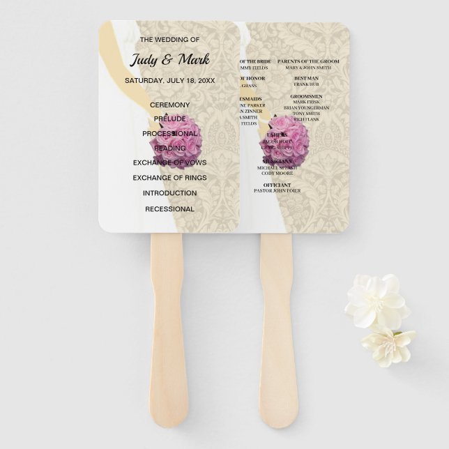 Éventail Élégant programme Filigree Mariage Gown (Devant et derrière)