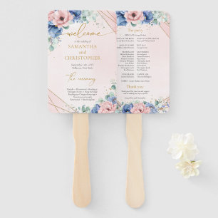 Éventail Élégant programme floral bleu rose pâle
