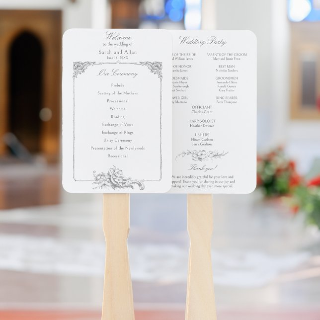 Éventail Élégant Programme Floral Rococo Français (Créateur téléchargé)