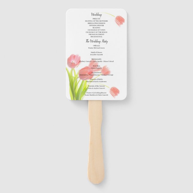 Éventail Élégant programme Tulipes Roses Douces (Dos)