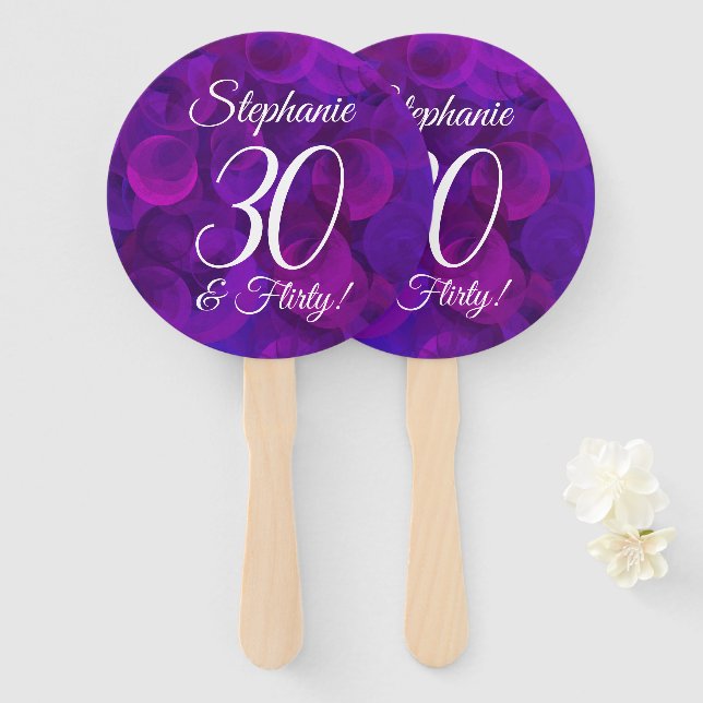 Éventail Élégant Purple 30 et Flirty Anniversaire Hand Fan (Devant et derrière)
