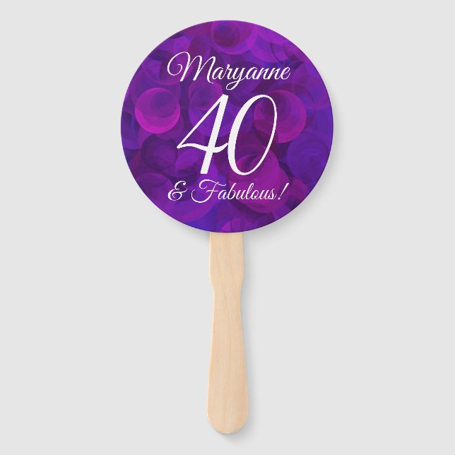 Éventail Elégant Purple 40 et Fabuleux fête d'anniversaire (Devant)