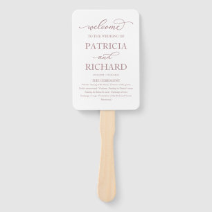 Éventail Élégant Rose Gold Script programme de mariage vent