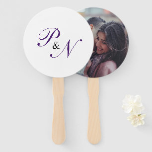 Éventail Élégant Royal violet Monogramme Mariage Photo
