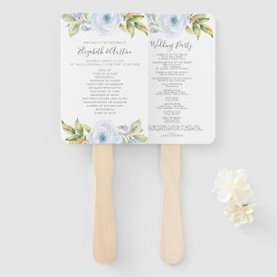Éventail Élégant Spring Floral Dusty Blue Wedding Programme
