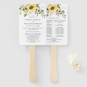 Éventail Elégant Sunflower Eucalyptus Chic Wedding Programm