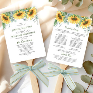 Éventail Élégant Sunflower Eucalyptus Programme de mariage
