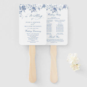Éventail Élégant Victorian Blue Floral Wedding Programme