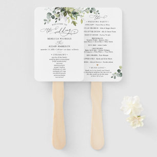 Éventail Elégante aquarelle Eucalyptus Mariage Ha