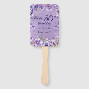 Éventail Élégante Violette Florale Violets 80e anniversaire