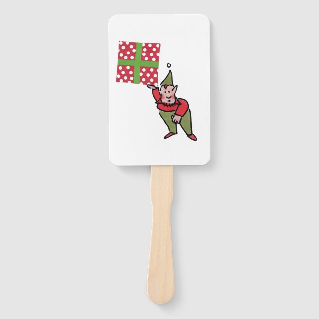 Éventail Elf With Polka Dot Gift rectangle hand fans (Devant)