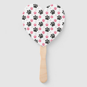 Éventail Empreinte de patte rose noire Chien Propriétaire A