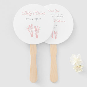 Éventail Empreintes de pas roses précieuses de baby shower