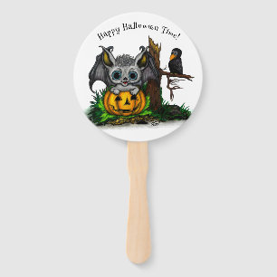 Éventail En attente d'Halloween, Bat mignonne et Corbeau