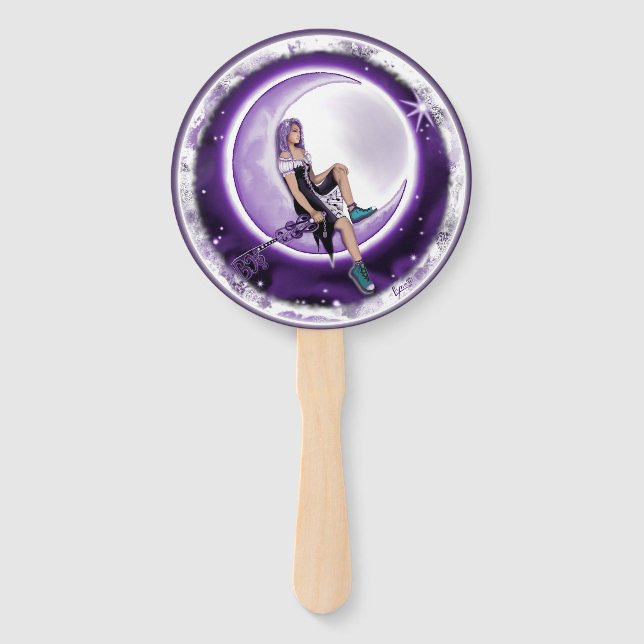 Éventail Enfant de lune violette (Devant)