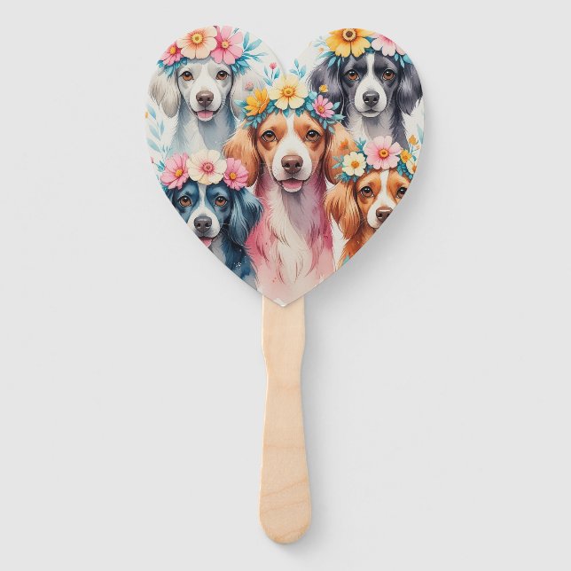Éventail Ensemble cadeau de fanas de chien floral (Devant)