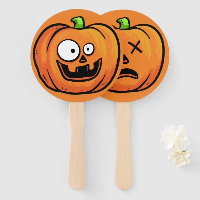 Éventail Ensemble de ventilateurs Citrouilles d'Halloween 1 (Devant et derrière)