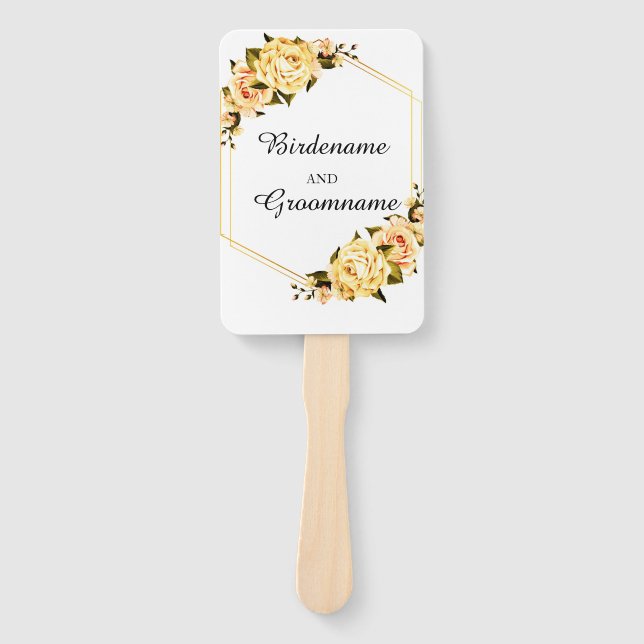 Éventail Ensemble de ventilateurs de mariage Jaune personna (Devant)